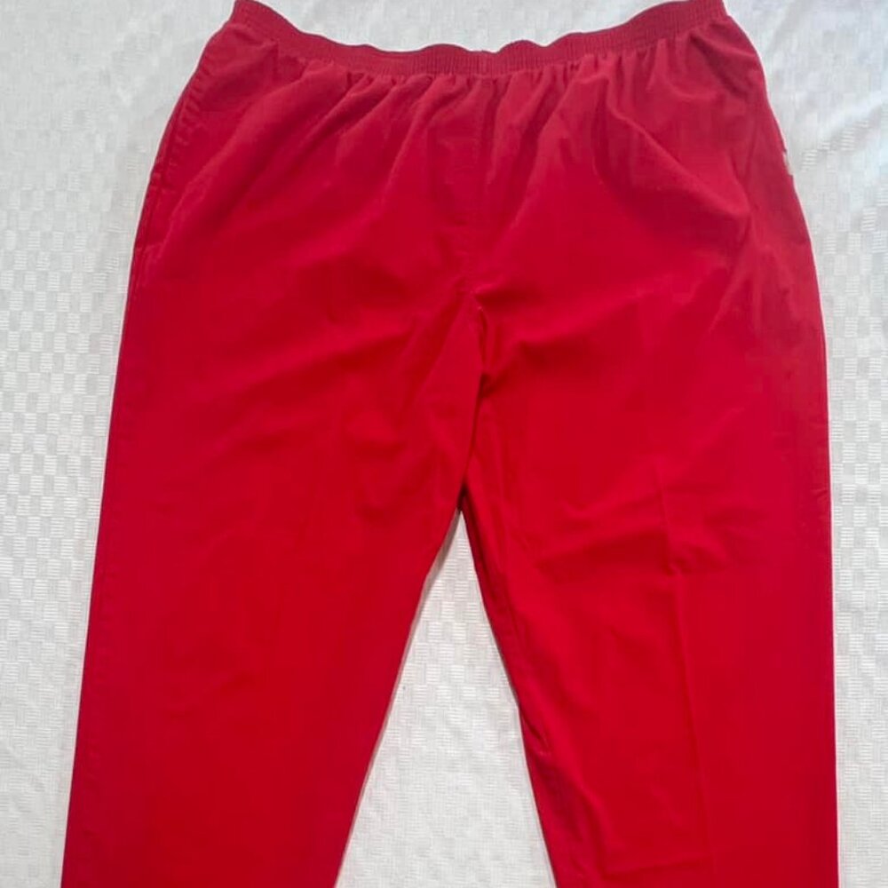 Size  3X Tafford Red Scrub or Casual Elastic Waist Pants     Slit Pockets at Eac